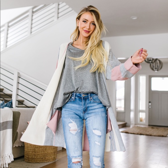 LAST SIZE❗️Rosy Outlook Color Block Cardigan - Picture 4 of 8